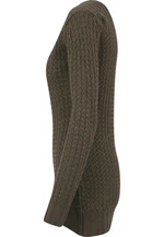 Women's sweater with a long wide neckline - olive