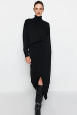 Trendyol Black Turtleneck Knitwear Skirt Bottom-Top Set