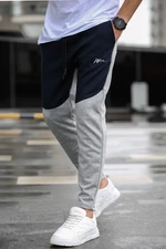 Madmext Gray Color Block Men's Tracksuit Bottoms