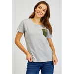 Women's grey T-shirt with pocket SAM 73 Marie