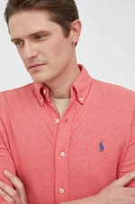 Košile Polo Ralph Lauren červená barva, regular, s límečkem button-down, 710654408