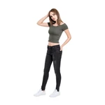 Women's olive T-shirt with ribbed pattern