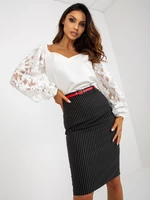 Black elegant pencil skirt with belt by Dorine