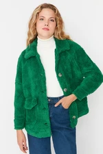 Trendyol Green Oversized Pocket Detailed Plush Coat