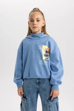 DEFACTO Girl Oversize Wide Pattern Crew Neck Printed Sweatshirt