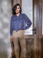 Orsay Blue Ladies Patterned Blouse - Women