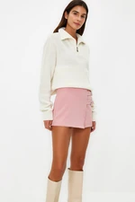 Trendyol Pale Pink Belt Detailed Woven Short Skirt