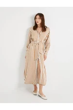 Koton Shirt Dress Viscose Waist Belted Long Sleeve Buttoned