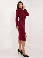 Burgundy cocktail dress with shiny appliqués