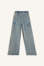 DEFACTO Girls Cargo Pocket Wide Leg Wide Leg Jean Pants D4690a824wn