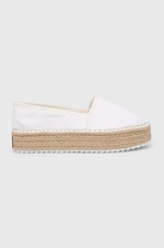 Espadrilky Tommy Jeans FLATFORM ESPADRILLE bílá barva, na platformě, EN0EN02078