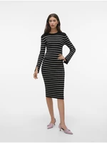 Black women's striped sweater dress VERO MODA Gold - Women