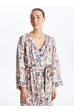 LC Waikiki Women's Shawl Collar Floral Long Sleeve Dressing Gown