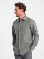 Ombre Men's REGULAR FIT shirt with pocket - khaki