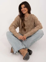 Dark beige oversize sweater with round neckline