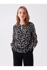 LC Waikiki Tie Collar Patterned Long Sleeve Women's Blouse