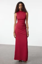 Trendyol Red Woven Backless Detailed Long Evening Evening Dress