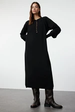 Trendyol Black Balloon Sleeve Soft Textured Knitwear Dress