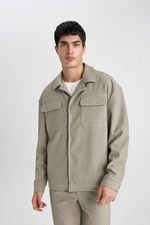 DEFACTO Relax Fit Shirt Collar Pleated Snap Fastener Pocket Shirt Jacket