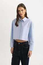 DEFACTO Crop Oxford Long Sleeve Shirt