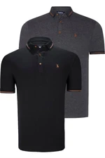 DOUBLE SET T8586 DEWBERRY MEN'S T-SHIRT-BLACK-ANTHRACITE