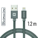 Datový kabel Swissten Textile USB Lightning MFi  1,2 M , grey