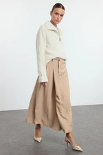 Trendyol Beige Flap Pocket Detailed Woven Skirt