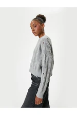 Koton Frayed Knit Texture Oversized Knitwear Sweater