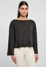 Women's short modal neckline Bateau with long sleeves, black