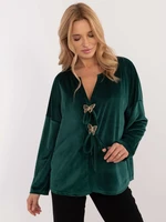 Dark green velour blouse large size