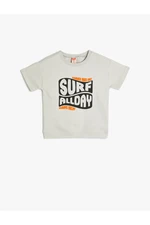 Koton T-Shirt Slogan Printed Short Sleeve Crew Neck Cotton