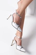 Mio Gusto Gina White Color Women's Heeled Evening Shoes