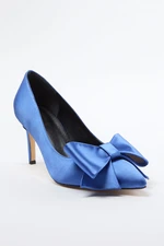 Trendyol Blue Bow Satin Women's Classic Stiletto Thin Heel Shoes