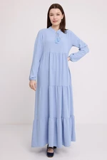 Bigdart Women&#39;s Blue Collar Lace-Up Viscose Length Hijab Dress 1627