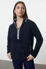 Trendyol Navy Blue Plush Knitted Sports Sweatshirt