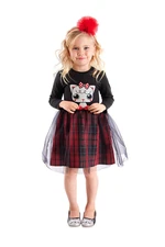 Denokids Black Kokos Kitten Plaid Girl's Tulle Tutu Fluffy Evening Dress