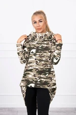 Sweatshirt with long back camo khaki+ecru