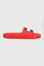 Šľapky Tommy Jeans POOL SLIDE ESS pánske, červená farba, EM0EM01191