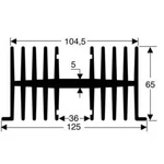 Prolisovaný chladič Fischer Elektronik SK 34 75 SA, 125 x 65 x 75 mm, 1,1 K/W