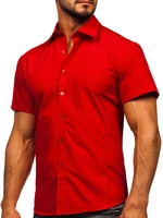Bordová pánska elegantá košeľa s krátkymi rukávmi BOLF 7501