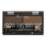 Rimmel London Brow This Way 2,4 g set a paletka na obočie pre ženy 003 Dark Brown