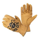 Kožené moto rukavice W-TEC Black Heart Skull Gloves  camel  S