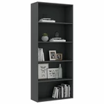 5-Tier Book Cabinet Gray 31.5"x11.8"x74.4" Chipboard