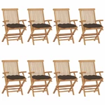 Garden Chairs with Taupe Cushions 8 pcs Solid Teak Wood