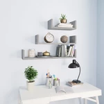 Wall Display Shelf 3 pcs Concrete Gray Chipboard