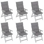 Garden Reclining Chairs 6 pcs with Cushions Solid Acacia Wood