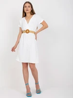 Casual white dress with braided strap RUE PARIS