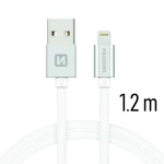 Datový kabel Swissten Textile USB Lightning 1,2 M, silver