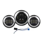 7" LED Projector Headlight + 4.5" Halo Ring Amber Turn Signal Headlamp Fit For Motorcycle Travel