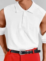 Men Cold Shoulder Lapel Short Sleeve T-Shirt